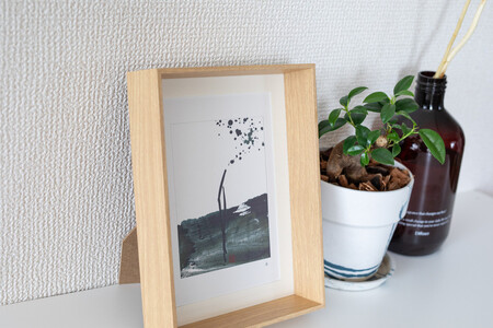 福岡市ゆかりの墨象作品《志》複製品(ポストカードサイズ・額装付き)/「アートのある暮らし」シリーズ「静かなる強さの系譜」より