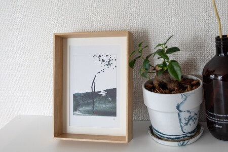 福岡市ゆかりの墨象作品《志》複製品(ポストカードサイズ・額装付き)/「アートのある暮らし」シリーズ「静かなる強さの系譜」より