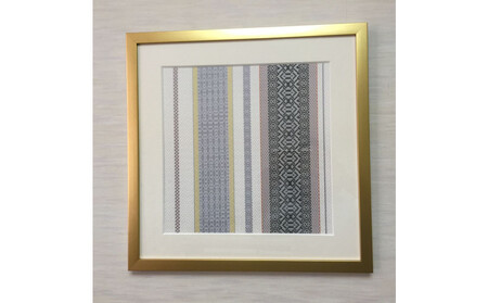 博多織額装 横45cm×縦45cm 白地 五色献上華籠柄