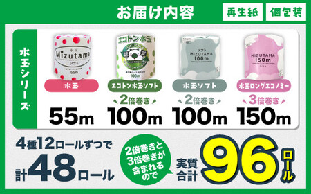 水玉デザイン トイレットペーパー4種アソートセット(48個入り)【福岡市】