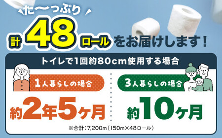トイレットペーパー水玉ロングエコノミー150m×48個【福岡市】