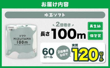 トイレットペーパー 水玉ソフト 100m×60個【福岡市】