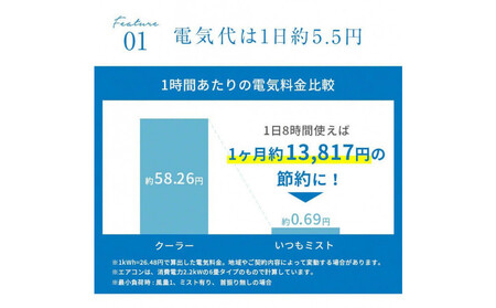 【Qurra】 冷風扇 いつもミスト ホワイト 【1年間保証】 3R-TCF08WT