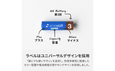 【enevolt】 充電池 3000mAh 単3 エネボルト 8本セット 【1年間保証】 8s3000ev