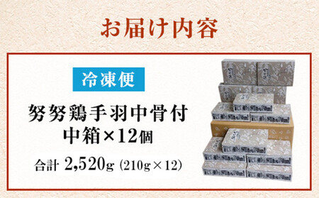 【博多の土産】努努鶏 手羽中骨付 中箱×12箱 ｜  唐揚げ からあげ
