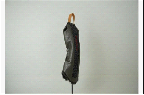 【カラー選択可】博多革工房HOMMONが作ったゴルフドライバー用ヘッドカバー【博多織・牛革コンビ】 ダークグレー