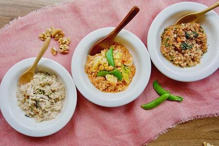 【博多発祥の薬膳食養生】素材にこだわった冷凍玄米リゾット3種セット　簡単湯煎またはチンするだけ