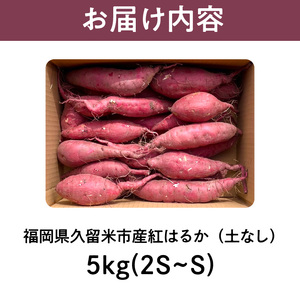 福岡県久留米市産　長期熟成紅はるか 5kg　2S～S　土なし