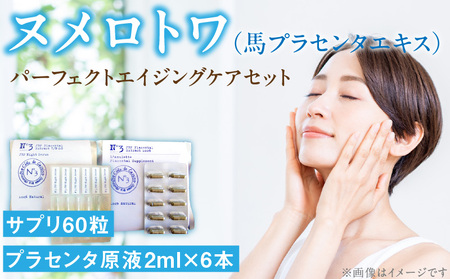 ヌメロトワパーフェクトエイジングケアセット(サプリ60粒・プラセンタ原液2ml×6本)_ヌメロトワ パーフェクト エイジング ケア セット 馬プラセンタ サプリ 60粒 プラセンタ 原液 美容液 2ml × 6本 独自 製法 最高濃度 スキンケア 純粋 国産 美肌 健康 乾燥 紫外線 インナードライ しわ シミ 高濃度 日本生物製剤 福岡県 久留米市 送料無料_Qp024