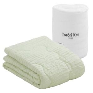 とろーりケット　肌掛け布団　シングル（グリーン）_とろーりケット 肌掛け 布団 シングル キルトケット 洗える 140 × 190cm バッグ入り とろーり 柔らか 掛け心地 衛生的 春 夏 秋 最適 レーヨン 吸湿性 ひんやり ポリエステル マイクロ 長繊維 ホコリ 出にくい 清潔 久留米市 送料無料_Qc051-gr