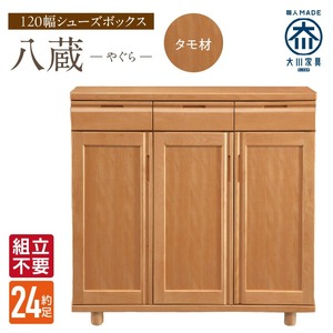 【組立不要】大川家具 シューズボックス［やぐら］ロータイプ 幅120cm（タモ材） _ 大川家具 シューズボックス やぐら 幅 120cm タモ材 ロータイプ 国産 靴箱 組立不要 可動棚 有効活用 収納力 機能性 耐久性 玄関収納 整理整頓 シンプル デザイン 和風 洋風 インテリア 収納 日本製 お取り寄せ 福岡県 久留米市 送料無料  〔Qd148〕