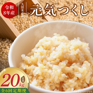 【定期便6回】【令和8年産 新米】福岡県産ブランド米元気つくし 玄米 20kg×6回 _  元気つくし 20kg お届け回数 6回 定期便 福岡県産 ブランド米 新米 福岡生まれ 品種 香り豊か ふっくら 食感 ご飯 おにぎり 弁当 お米 食品 お取り寄せ 九州 久留米市産 福岡県 久留米市 送料無料  〔Tk117-06〕 25,550円