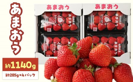 ふくおかエコ農産物認証!! あまおう 約1140g 約285g×4パック いちごファームきらら_Fi019