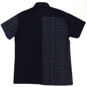 久留米絣半袖紳士シャツ（紺あられ）_シャツ メンズ メンズシャツ 半袖 夏 久留米絣 選べる サイズ S M L 2L  肌ざわり 着心地 丈夫 おしゃれ 着こなし 洋服 トップス 男性 紳士シャツ 福岡県 久留米市 送料無料_Jj007-NVA