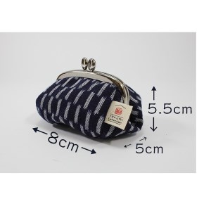 【メール便でお届け】久留米絣 福ふくがま口財布 （縞 あられ）_久留米絣 福ふくがま口財布 お財布 コンパクト 選べる デザイン 縞 あられ 赤白玉 口金式 かわいい レトロ レディース メンズ ユニセックス 伝統工芸 手作り がま口 財布 ファッション 小物 お取り寄せ 福岡県 久留米市 送料無料_Jk013