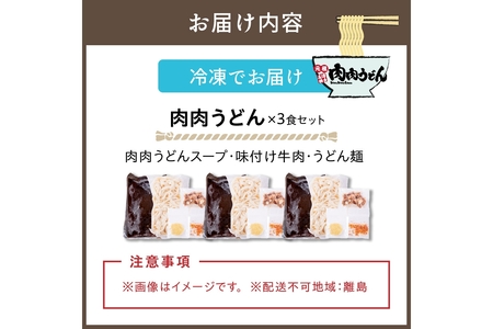 冷凍 肉肉うどん3食【A3-070】