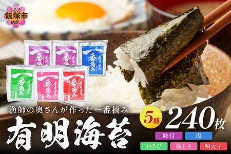 漁師の奥さんが作った一番摘み有明海苔海藻 のり ノリ 海苔 有明海 一番摘み 板海苔 有明【A5-337】