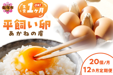 〈平飼い卵〉あかねの虜（20個/月）【12カ月定期便】飯塚市 たまご 平飼い 福岡 TKG たまごかけ 卵 生卵 鶏卵【I6-002】