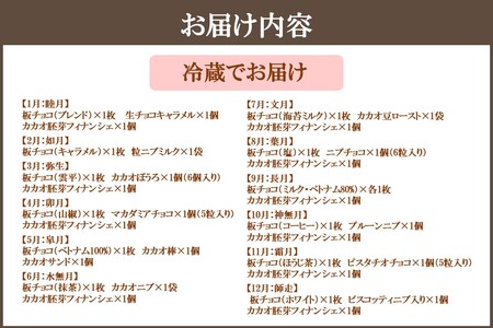 カカオ研究所 チョコレート菓子詰合せセット【12カ月定期便】【J17-001】チョコレート ビーントゥバー Bean to Bar カカオ アイス 福岡 飯塚 焼き菓子 チョコ フィナンシェ