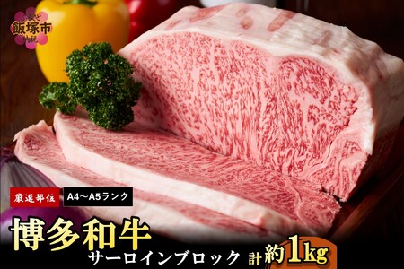 【厳選部位】【A4ランク-A5ランク】博多和牛サーロインブロック 1kg【D2-010】