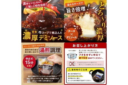 鉄板焼ハンバーグ(2種各4個)＆カカオ研究所 茶葉のチョコセット(カカオ研究所 チョコレート 抹茶 珈琲 ほうじ茶 ハンバーグ デミグラスソース)【B3-089】