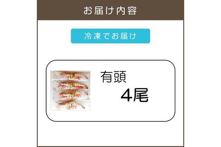 特大 天然海老(有頭･4尾)【C-136】特大 天然 エビ 有頭 ブラックタイガー 海老 えび 福岡 福岡県 飯塚 飯塚市