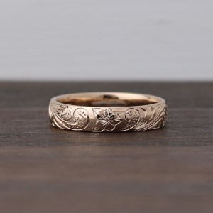 ハワイアンリング ピンクゴールド（波）【L9-005】ハワイアン ジュエリー 結婚指輪 アクセサリー ジュエリー リング 指輪 ハワイアン  ハワイアンジュエリー ピンクゴールド 刻印 手彫り | 福岡県飯塚市 | ふるさと納税サイト「ふるなび」