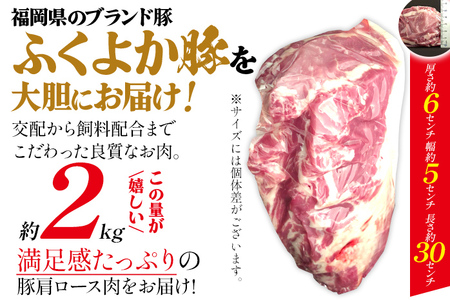 ふくよか豚肩ロースブロック約2kg 豚肩ロースブロック 豚肩ロースブロック肉 豚肉 肩ロース ブロック肉 豚ブロック肉 豚 ふくよか豚 トンテキ ステーキ しょうが焼き とんかつ チャーシュー ローストポーク 冷蔵便