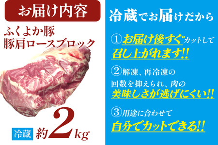 ふくよか豚肩ロースブロック約2kg 豚肩ロースブロック 豚肩ロースブロック肉 豚肉 肩ロース ブロック肉 豚ブロック肉 豚 ふくよか豚 トンテキ ステーキ しょうが焼き とんかつ チャーシュー ローストポーク 冷蔵便