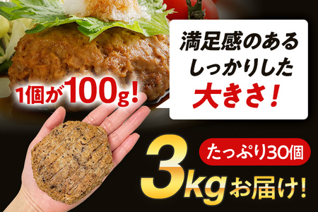 ハンバーグ 合挽焼 100g×30個 計3kg ハンバーグ