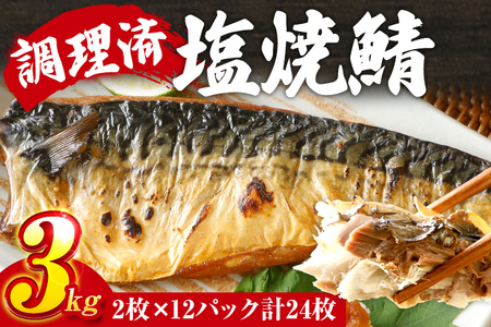 塩焼鯖 2枚×12P（約3kg） 大ぶり 調理済 レンチン 温めるだけ 脂のり 惣菜 晩御飯 おかず ジューシー 冷凍 お弁当 レンジ調理 自社製造 朝ごはん 和食 簡単調理 アレンジ