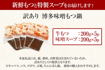 もつ鍋 訳あり 博多味噌 10人前 もつ鍋セット