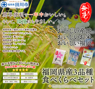 無洗米 福岡県産無洗米食べくらべ３品種セット6kg 無洗米