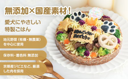 犬用バースデーケーキ ごはん 4号サイズ 直径12cm ごはんタイプ 鶏ミンチ&豚モモ BUN'S KITCHEN 送料無料 犬用ケーキ 誕生日ケーキ
