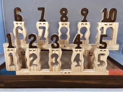 【ギフト用】木のおもちゃ、コロポコ積木パズル(デラックス)