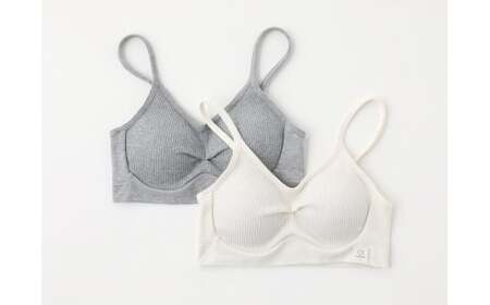 【杢グレー Lサイズ】hinna ヒンナ ふわリブ オーガニックコットン ソフトブラ