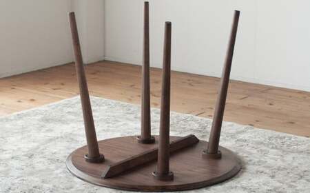 ウォルナット材のラウンドダイニング (3サイズ 70cm・80cm・90cm)  ウォルナット テーブル 家具 インテリア