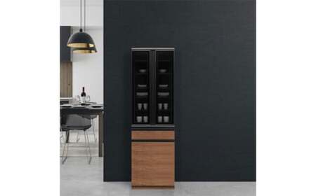 食器棚 クロノス 60DB 【ウォールナット・白柾目】 幅60cm ダイニングボード 完成品 キッチン収納 スリム キッチンボード