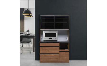 食器棚 クロノス 120OP 【ウォールナット・白柾目】 幅120cm ダイニングボード 完成品 キッチン収納 スリム キッチンボード