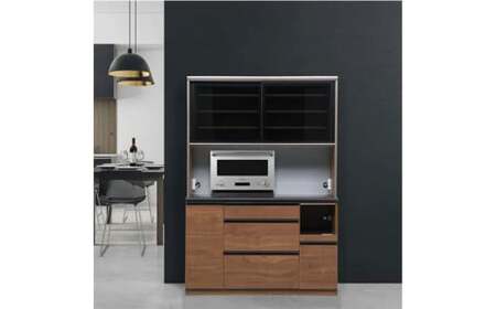 食器棚 クロノス 140OP 【ウォールナット・白柾目】 幅140cm ダイニングボード 完成品 キッチン収納 スリム キッチンボード