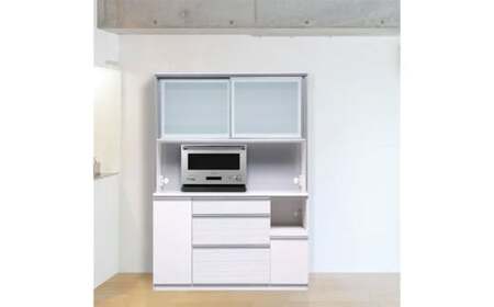 食器棚 クロノス 140OP 【ウォールナット・白柾目】 幅140cm ダイニングボード 完成品 キッチン収納 スリム キッチンボード