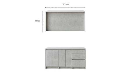 NOT アイランドカウンター 178cm シェルホワイト カウンター下 家具 日本製 国産