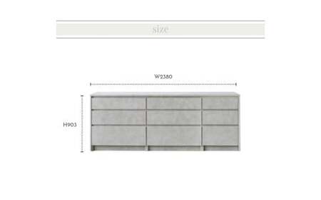NOT カウンター 引出タイプ 238cm シェルホワイト 通常レール カウンター下 家具 日本製 国産
