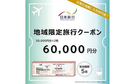 福岡県柳川市 日本旅行 地域限定旅行クーポン60,000円分（30,000円分×2枚）旅行クーポン 旅行 観光 クーポン 家族旅行 柳川市