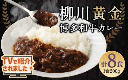 柳川黄金博多和牛カレー 8食分（200g）×8箱【TVで話題!!】 柳川 黄金 博多 和牛 カレー お肉 肉 牛肉 カレーライス ルー 黄金カレー 国産 200g 8箱