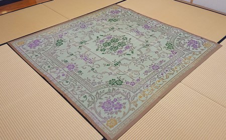 福岡 花ござ DXフラン 180×240cm(ベージュ/グリーン)カーペット ラグ