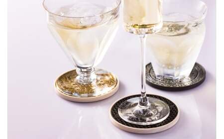 【水戸岡 鋭治氏デザイン】ユニメットワンコースター ステンレストップ (真鍮メッキ) アコヤベース 1個セット 【PEACE+アコヤホワイト】