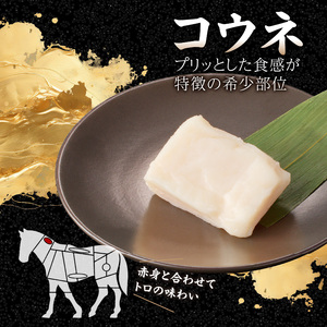 国産 馬刺し 赤身 コウネセット たれ付き 【赤身】 《福岡肥育》 100g×3、コウネ50g×1 【冷凍】 176-018