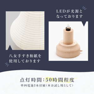 【八女提灯】cocolan　四季シリーズ　冬／Winter ちょうちん 伝統工芸品 日本 職人技 温もり 光 ライト 電気 和紙 電池式 ギフト プレゼント コンパクト 新生活 ルームライト コードレス 春夏秋冬 春 夏 秋 冬 114-011