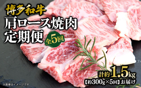 博多和牛 肩ロース焼肉 定期便全5回 肉 お肉 焼肉 牛 牛肉 和牛 バーベキュー BBQ 焼肉 072-T129